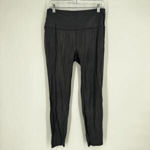 quince pants large L black faux leather high rise leggings christmas holiday